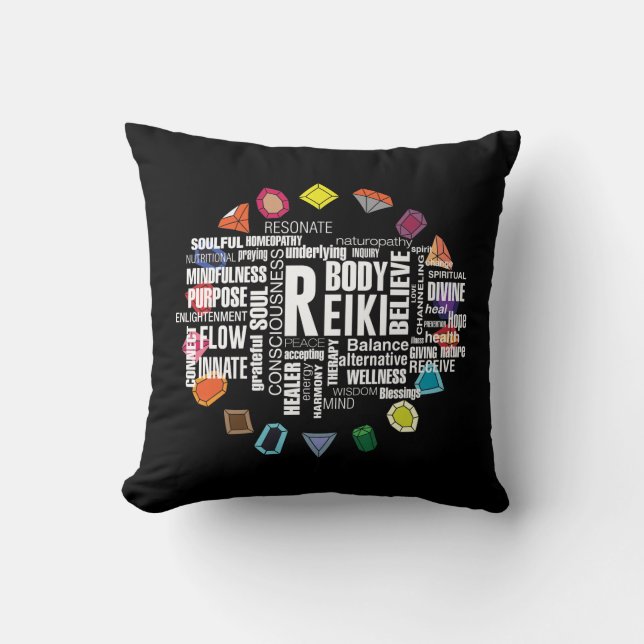 Reiki-Begriffe WordCloud-Kristallenergieblöcke Kissen (Vorderseite)