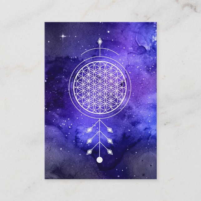 *~* Reiki Blume of Life Yoga Astrology Universe Visitenkarte (Vorderseite)