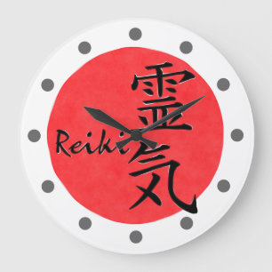 Reiki Calligraphy And Word 1 Große Wanduhr