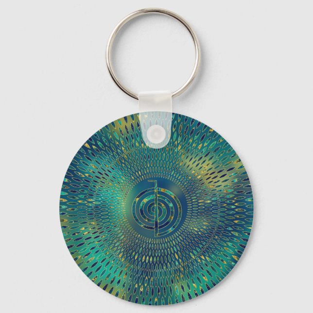Reiki Cho Ku Rei - Edelstein und Gold Schlüsselanhänger (Vorderseite)