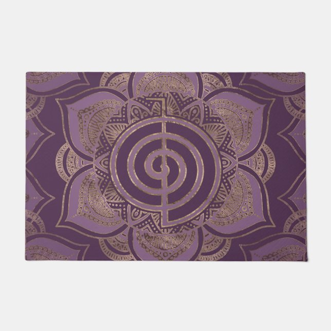 Reiki Cho Ku Rei - Pastell und Gold Fußmatte (Vorderseite)