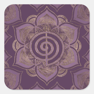 Reiki Cho Ku Rei - Pastell und Gold Quadratischer Aufkleber