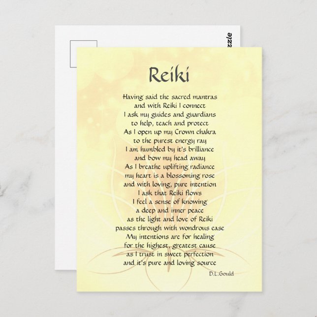 Reiki Connection Gedicht Art Postkarte (Vorne/Hinten)