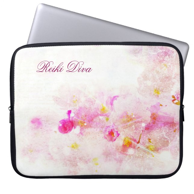 Reiki Diva Pink Blossom Laptop Fall Laptopschutzhülle (Vorderseite)