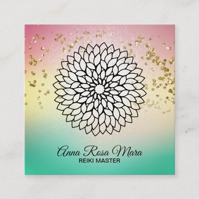 *~* Reiki Energy Healer Mandala Massage Yoga Quadratische Visitenkarte (Vorderseite)