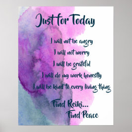 Reiki finden, Peace Blue Lila Aquarellfarbe Poster