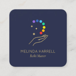 Reiki für Heilhandlogo, Massagetherapie Dunkelblau Quadratische Visitenkarte
