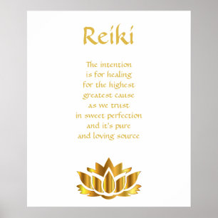Reiki Gold Lotus Blume Poster