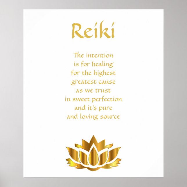 Reiki Gold Lotus Blume Poster (Vorne)