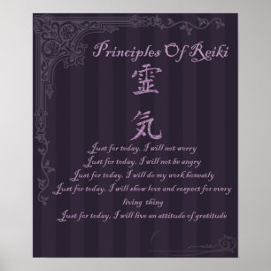 Reiki Grundsätze nur für heute und Symbol Poster