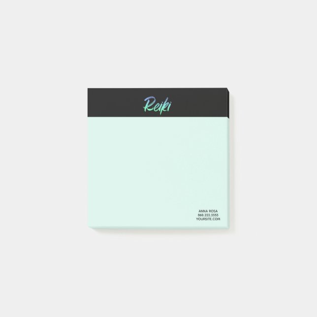*~* Reiki grünes Türkis-Blau u. schillernd Post-it Klebezettel (Vorderseite)