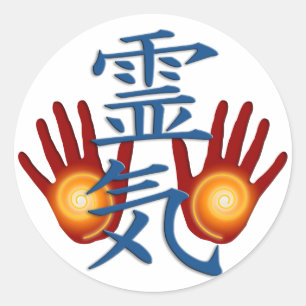 Reiki Hände Runder Aufkleber