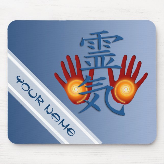REIKI Hands Symbol + Ihr Name & Bild Mousepad (Vorne)
