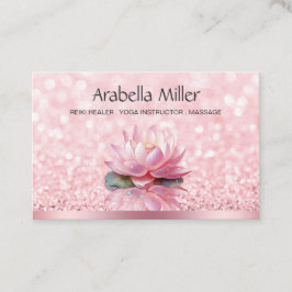 Reiki Healer Yoga Instructor Bokeh Lotus Pink Visitenkarte