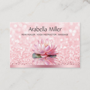 Reiki Healer Yoga Instructor Bokeh Lotus Pink Visitenkarte
