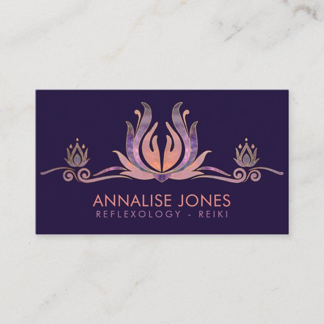 Reiki Healing Hands Lotus Fluorite Visitenkarte (Vorderseite)