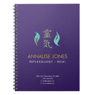 Reiki heilende Hände und Goldsymbole Notizblock