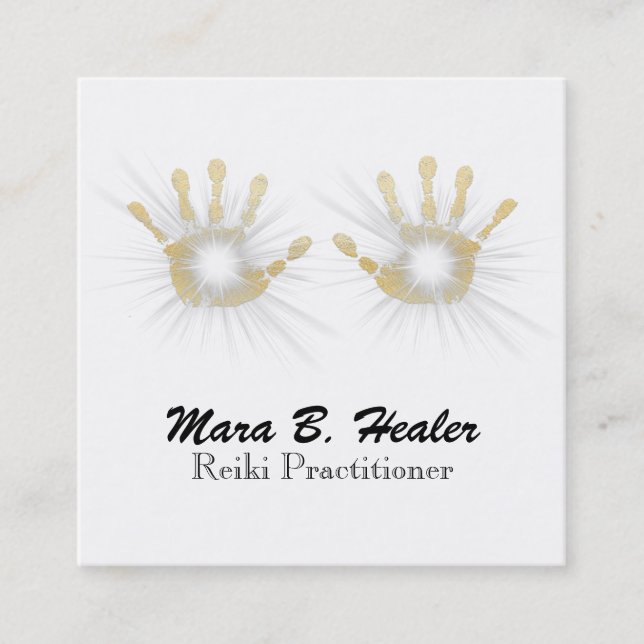 *~* Reiki heilende Handenergie-Goldfolie Quadratische Visitenkarte (Vorderseite)