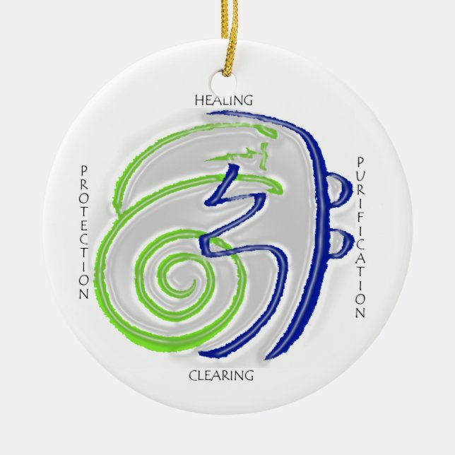 Reiki heilende Verzierung Keramik Ornament (Vorne)