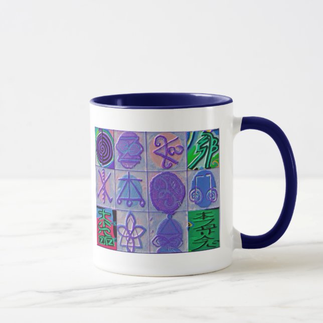 Reiki heilendes Zeichen 12 Havenly Blau Tasse (Rechts)