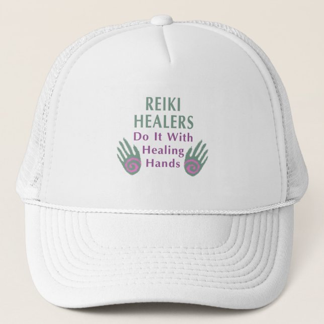Reiki Heiler tun es mit heilenden Händen Truckerkappe (Vorderseite)