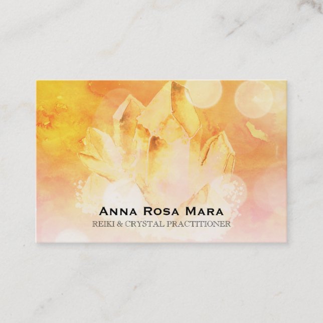 *~* Reiki Heiler Yoga Massage Citrine Kristall Visitenkarte (Vorderseite)