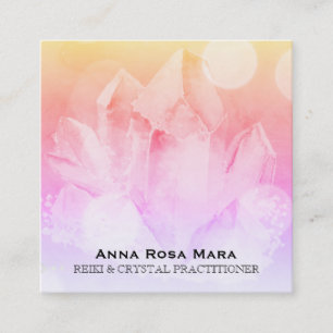 *~* Reiki Heiler Yoga Ombre Rose Quarter Kristall Quadratische Visitenkarte