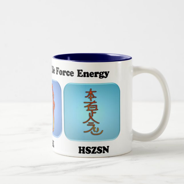 Reiki II Symbole Zweifarbige Tasse (Rechts)