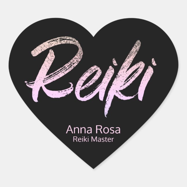 *~* Reiki Iridescent Heart Pink Herz-Aufkleber (Vorderseite)