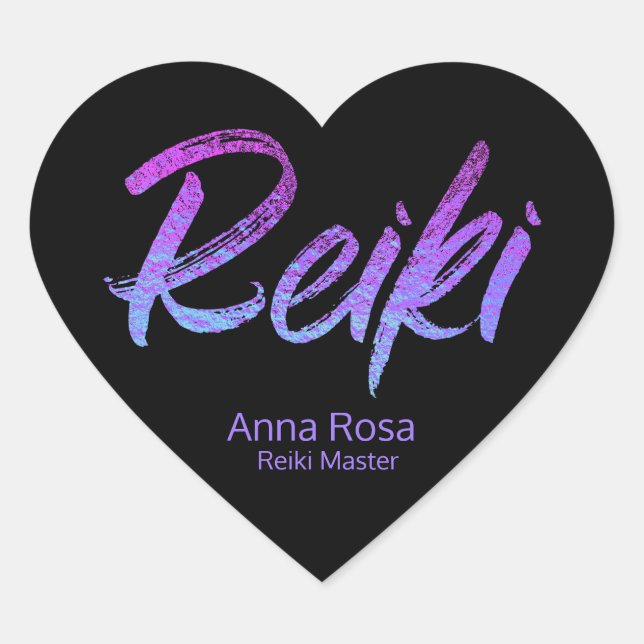 *~* Reiki Iridescent Heart Purples, Magenta, Blues Herz-Aufkleber (Vorderseite)