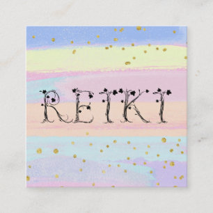 *~* REIKI Ivy Typografy Pastel Stripes Glitzer Quadratische Visitenkarte