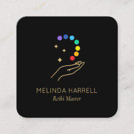 Reiki, Massage, Wellness Black Quadratische Visitenkarte