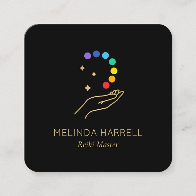 Reiki, Massage, Wellness Black Quadratische Visitenkarte (Vorderseite)