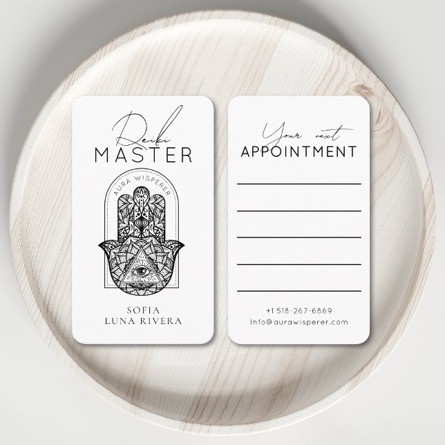 Reiki Master Hamsa Hand Evil Eye Yoga Therapist Terminkarte (Reiki Master Hamsa Hand Evil Eye Yoga Therapist Appointment Card)