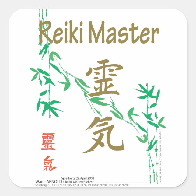 Reiki Master Quadratischer Aufkleber (Vorderseite)