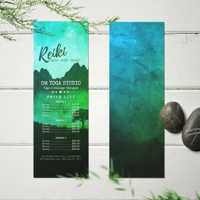 Reiki Master Yoga Mediation Instruktor Price List Werbekarte (Von Creator hochgeladen)