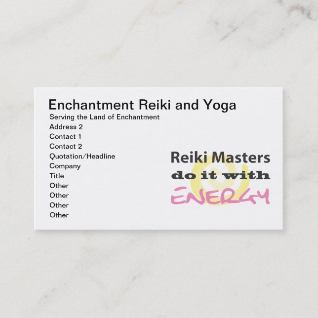Reiki Masters tun es mit Energie Terminkarte (Vorderseite)