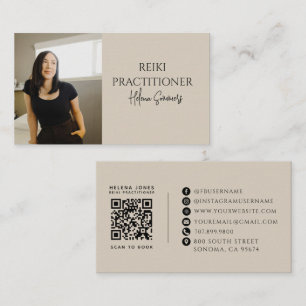 Reiki-Meister-Praktiker Foto QR-Code Neutral Visitenkarte