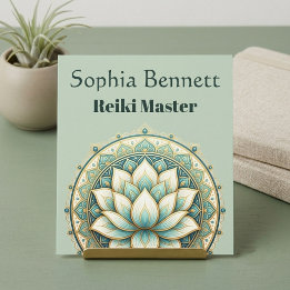 Reiki-Meister Teal Grün Lotus Mandala Art Wellness Quadratische Visitenkarte
