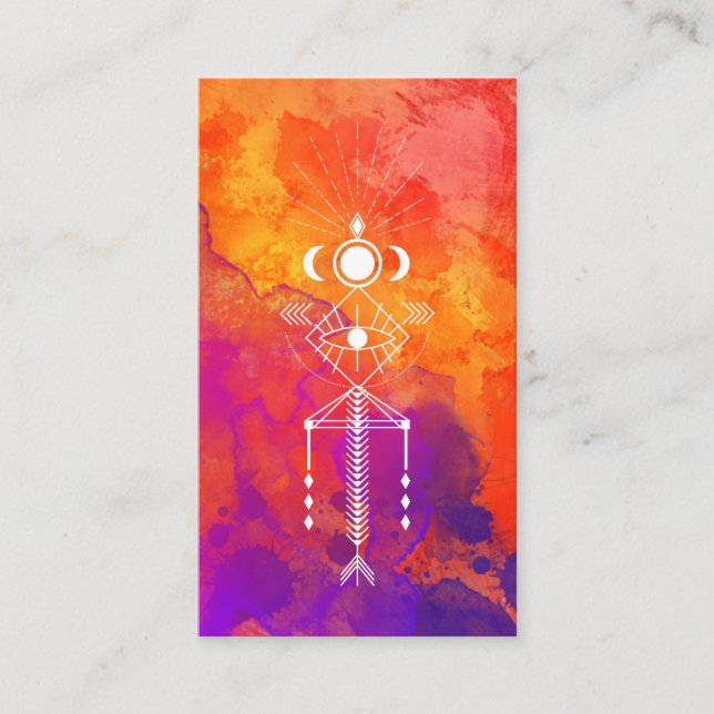 *~* Reiki Orange Lila Tribal Aztec Ural Visitenkarte (Vorderseite)