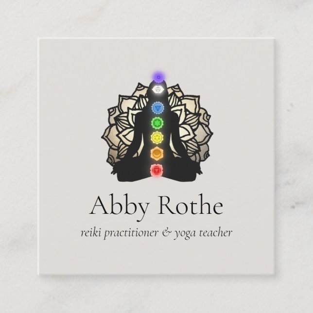 Reiki Practitioner & Meditation Lehrer Quadratische Visitenkarte (Vorderseite)
