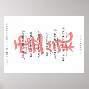 REIKI PRÉCEPTS POSTER en anglais et japonais !