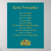 Reiki Principles Aquamarin/Gold Lotus