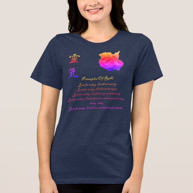 Reiki Principles Just For Today Rainbow Tri-Blend Shirt (Vorderseite)