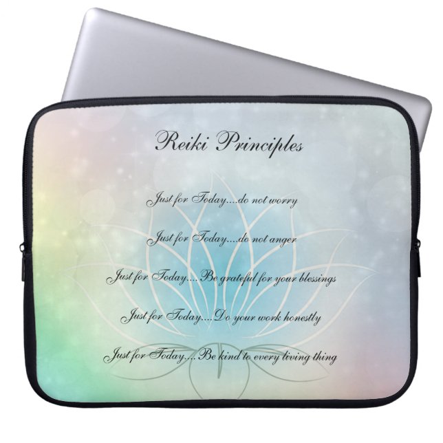 Reiki Principles Lotus Blume Design Laptopschutzhülle (Vorderseite)
