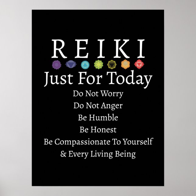 Reiki Principles Pempfängt Black Poster (Vorne)