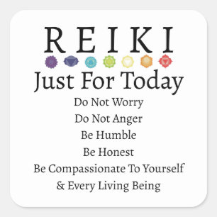 Reiki Principles Pempfängt White Quadratischer Aufkleber