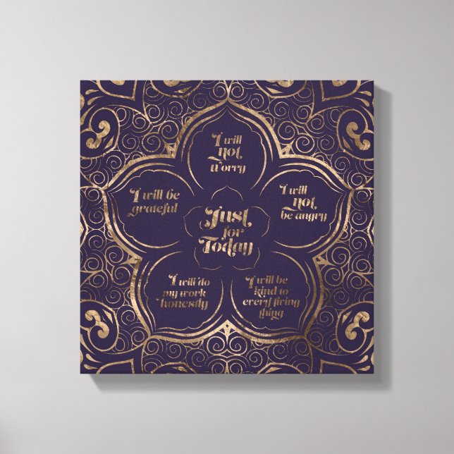 Reiki Principles - Reiki hält Lila und Gold Leinwanddruck (Vorderseite)