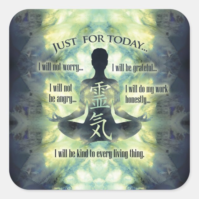 Reiki Principles - Reiki PEmpfangs Quadratischer Aufkleber (Vorderseite)