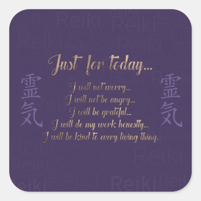 Reiki Principles - Reiki Preits Quadratischer Aufkleber (Vorderseite)